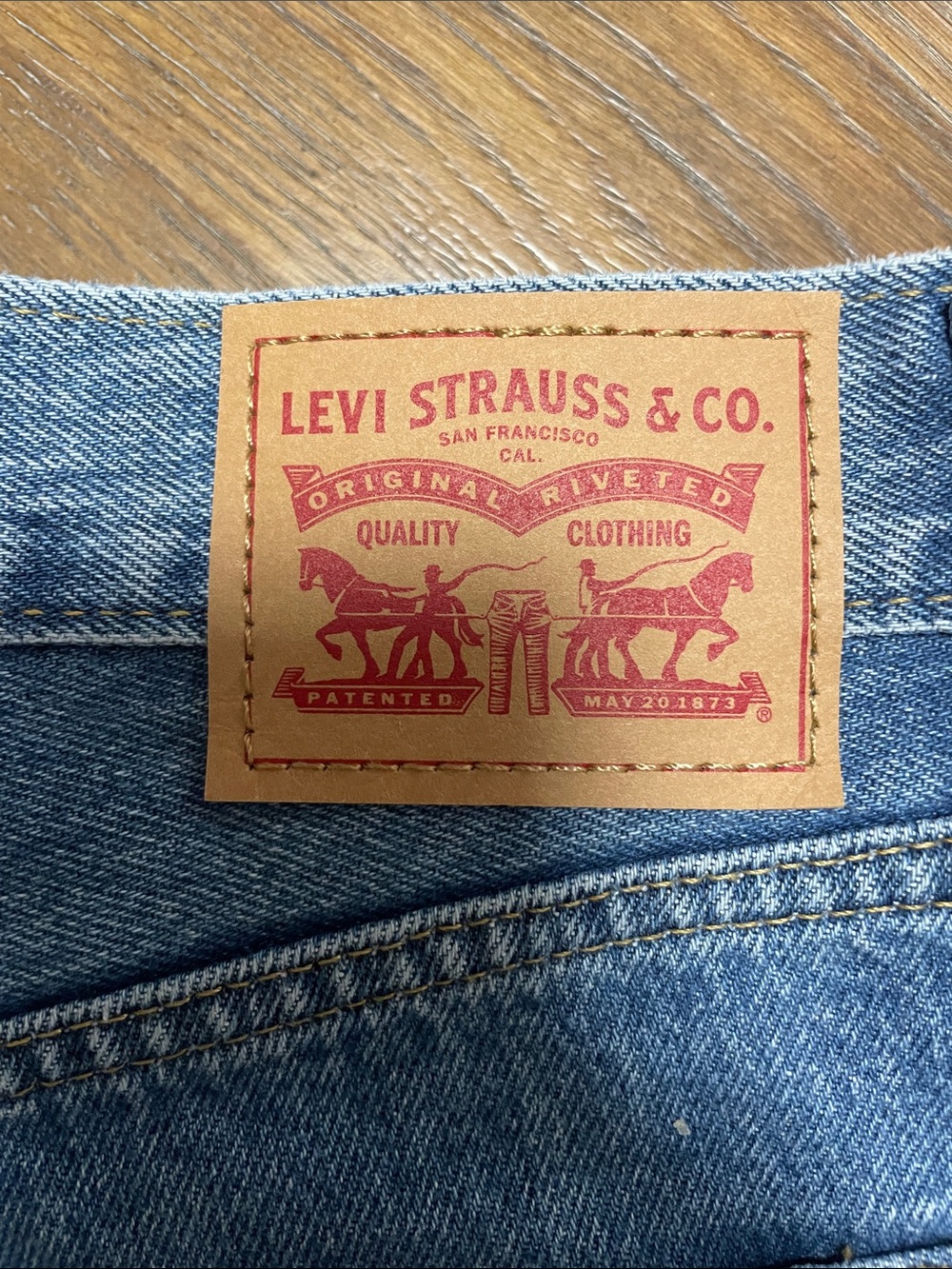 Levi's Blue Denim Women's Jean Shorts — Classic High-Rise - Picture 3 of 6